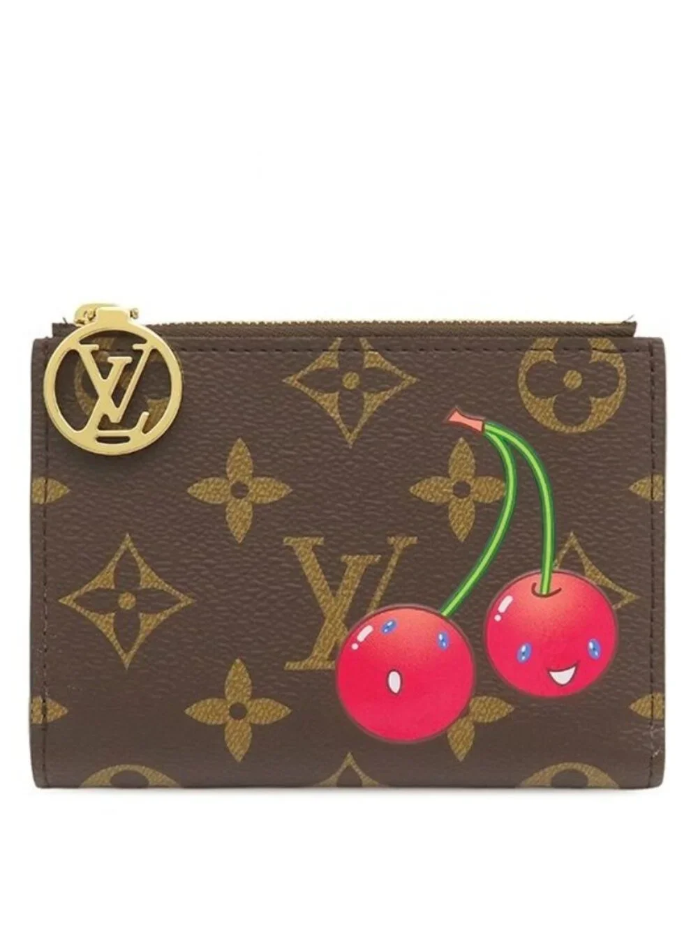 Louis Vuitton Bifold Wallet LV TM Portefeuille Lisa Monogram Canvas Cherry Gold
